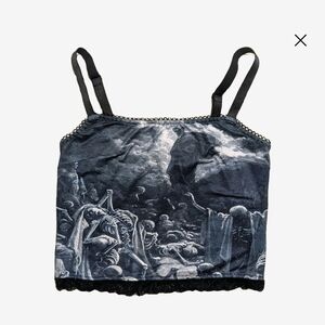 Cropped Cami Top Gothic Skeleton Art Print